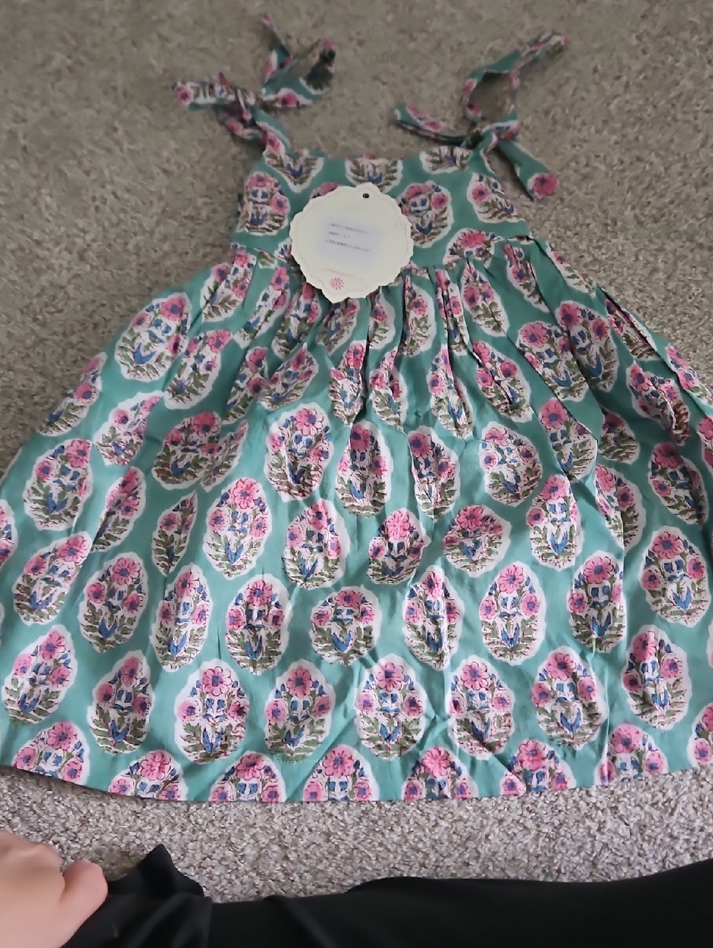 Girls Mint Green Floral Tie-Shoulder Sundress Ya Living